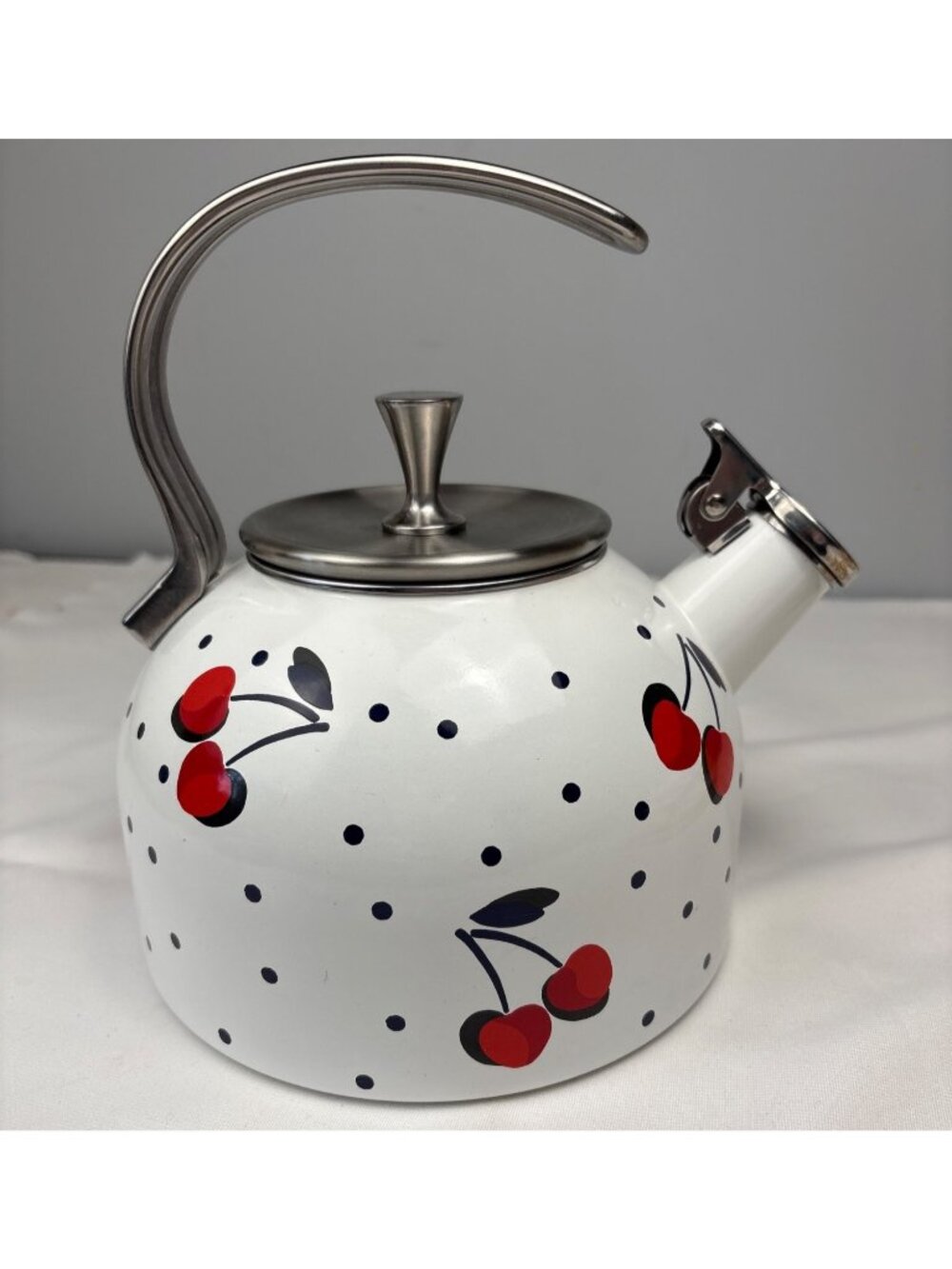 Kate Spade New York Lenox Cherry Dot Teapot Stainless Steel Handle Whimsical